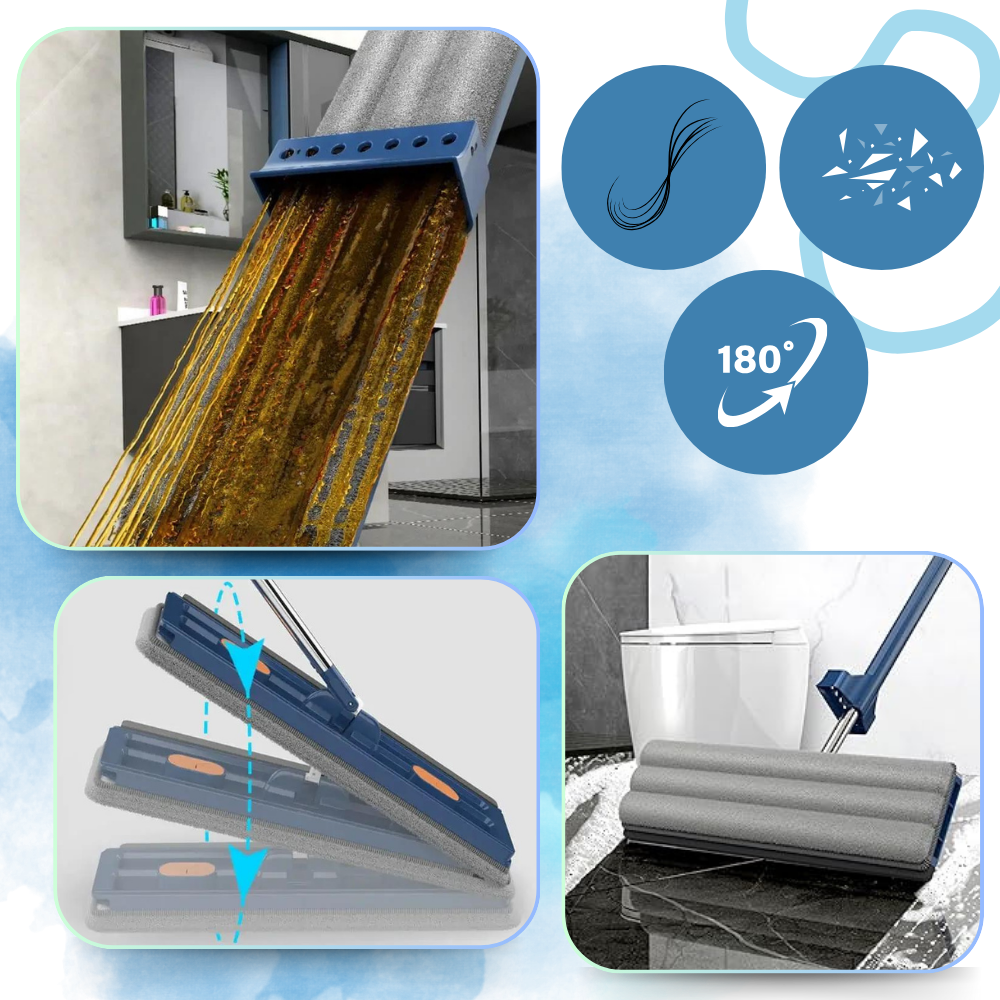 Vassoura de limpeza automática com balde Simpli-Magic, esfregão plano com mecanismo de torção automática para limpeza doméstica