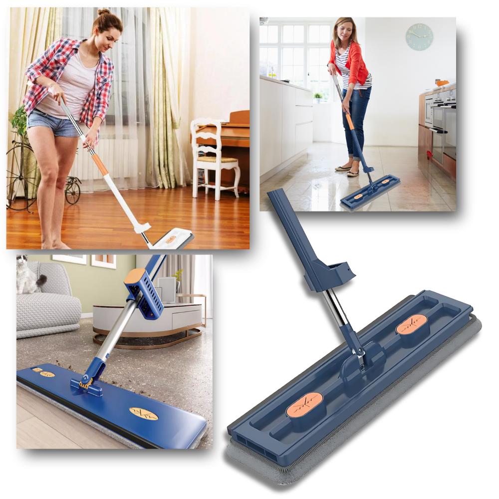 Mop de limpeza com balde de fechamento automático da Simpli-Magic, com cabeça de esfregação auto-espremida e balde de suporte