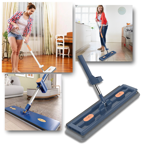 Mop de limpeza com balde de fechamento automático da Simpli-Magic, com cabeça de esfregação auto-espremida e balde de suporte