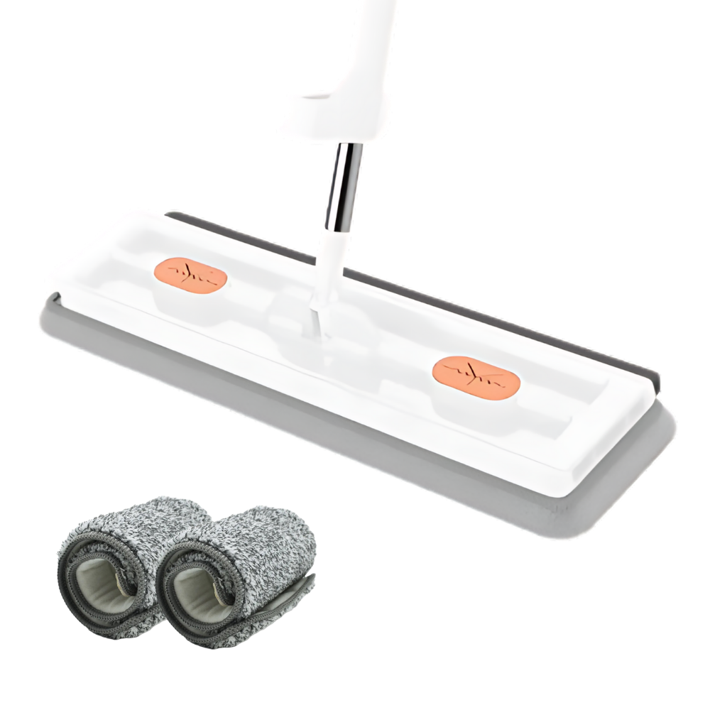 Paninho de chão com balde auto-espremedor da Simpli-Magic, mop plano auto-espreme com balde branco para limpeza doméstica eficiente
