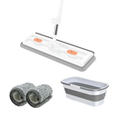Mop de limpeza automática com balde branco da Simpli-Magic, com sistema de torção e balde para lavagem fácil em limpeza doméstica.