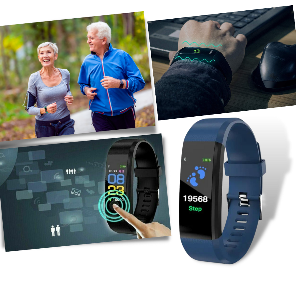 Relógio inteligente Anself para idosos, com tela digital, pulseira confortável e funções de monitoramento de saúde.