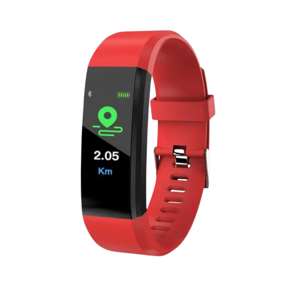 Relógio inteligente vermelho para idosos da marca Anself, com tela digital e pulseira confortável para uso diário.