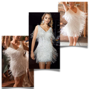 Robe de cetim com decote em V e detalhes de paetês, estilo slip, da marca Mianht, ideal para ocasiões elegantes.