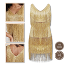 Robe longa Mianht com decote V e detalhes de paetês prateados, tecido brilhante e elegante, ideal para festas sofisticadas.