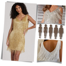 Vestido longo Mianht com decote V e detalhes em paetês, ideal para ocasiões elegantes e festas sofisticadas.