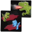 Figurinha de dinossauro crache fogo da Sesaver, brinquedo de coleção com detalhes verdes e expressão animada.