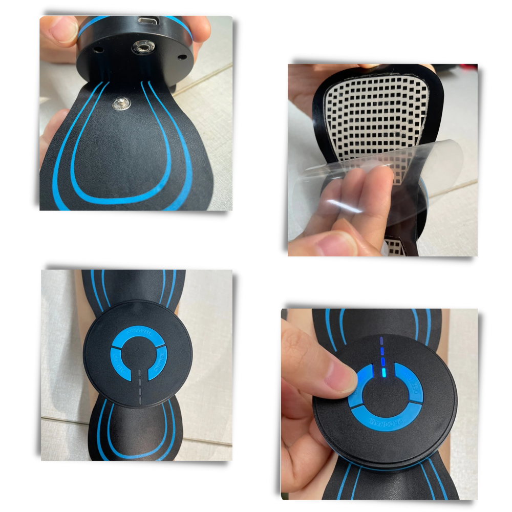 Mini massageador elétrico para o pescoço da Setoy, dispositivo portátil para relaxamento e alívio de tensões musculares.