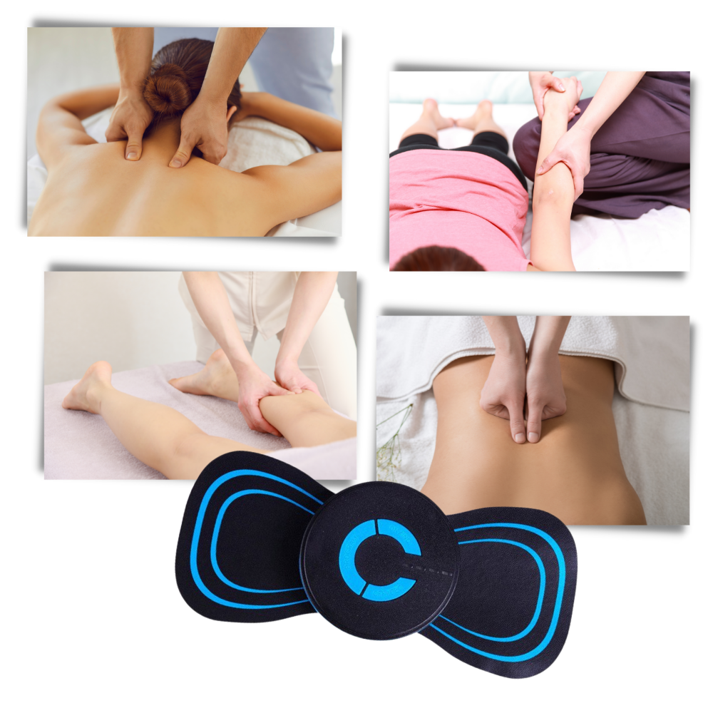 Mini massageador elétrico para o pescoço da marca Setoy, dispositivo portátil para relaxamento muscular.