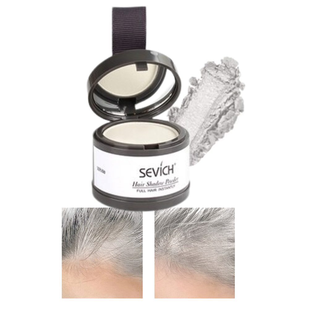 Poudre dissimulatrice de ligne de cheveux Sevich, cosmétique, tonalidade brun clair, textura em pó para disfarçar linhas capilares