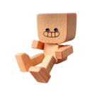 Boneco de madeira da Frcolor, figurina móvel de homem com expressão divertida e cabeça que balança.
