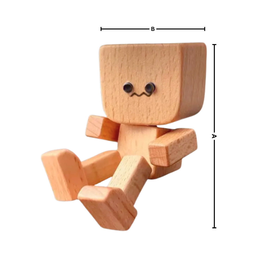 Boneco de madeira da coleção Frcolor, figurina móvel e divertida de homem com cabeça balançante em design artesanal.