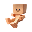 Boneco de madeira com expressão sorridente e cabeça balançante, figura de decoração da marca Frcolor.