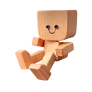 Figurine de homem em madeira da Frcolor com cabeça balançante e rosto sorridente, estilo bobblehead, para decoração divertida.