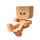 Figurina móvel de homem em madeira da marca Frcolor, com cabeça balançando e expressão divertida, estilo bobblehead.