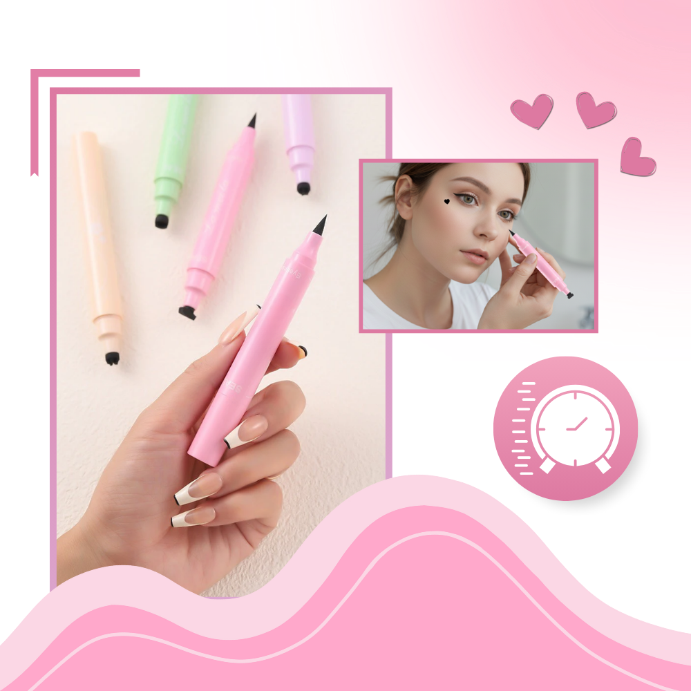 Eyeliner duplo com flores e tampões de motivos da Shangqer, perfeito para criar looks elegantes e detalhados.