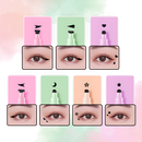 Eyeliner duplo com duas pontas e tampas de motivos florais, produto de cosméticos da marca Shangqer, para olhos.