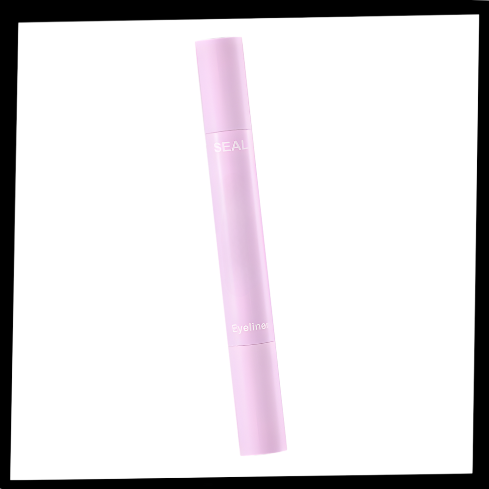 Eyeliner dupla com duas pontas e tampons de motivos da Shangqer, produto de cosméticos para olhos com design floral.