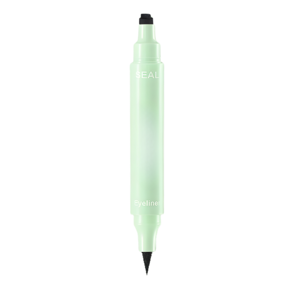 Eyeliner duplo Shangqer com tampas de motivos florais, cosméticos para realçar olhos e criar traços precisos.