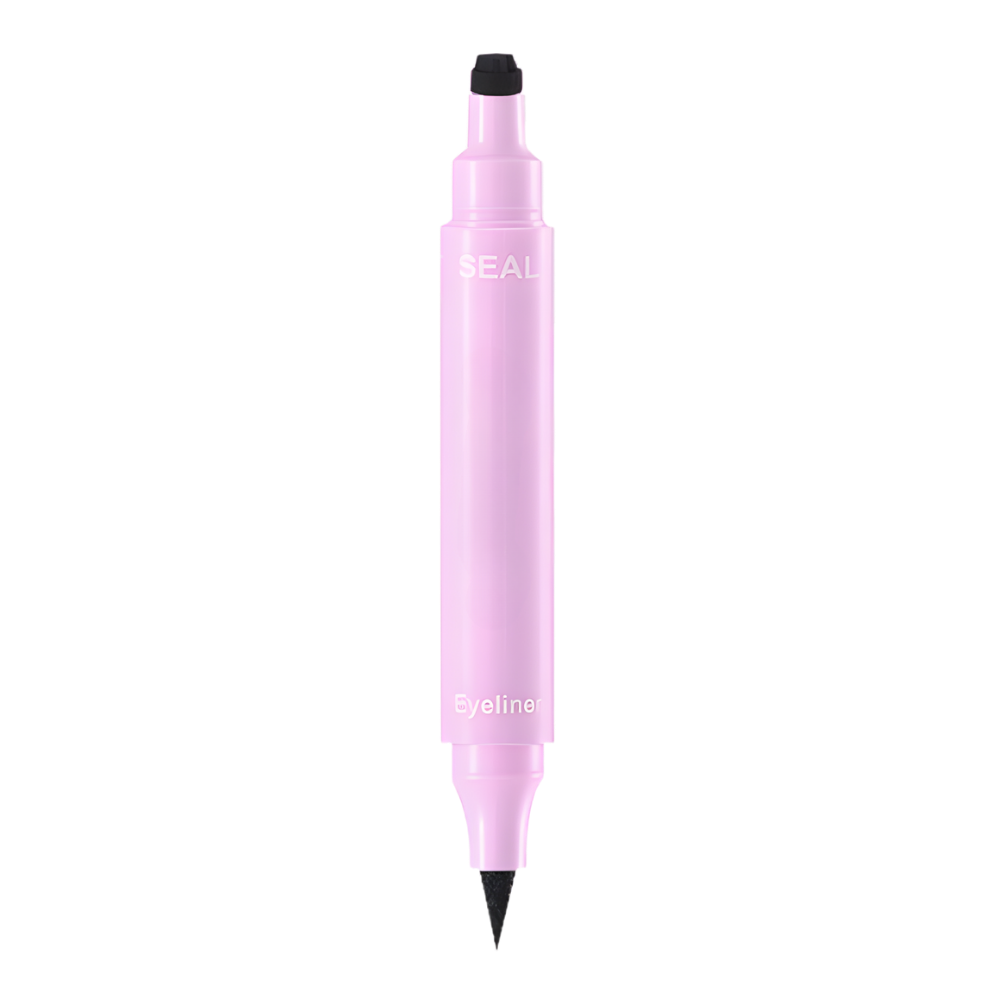 Eyeliner de dupla ponta da Shangqer com tampas de motivos florais, ideal para delinear olhos com detalhes criativos.