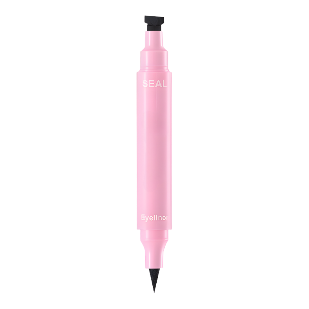 Lápis de delineador duplo da Shangqer com tampas decorativas de flores, ideal para olhos com design elegante e detalhes florais.
