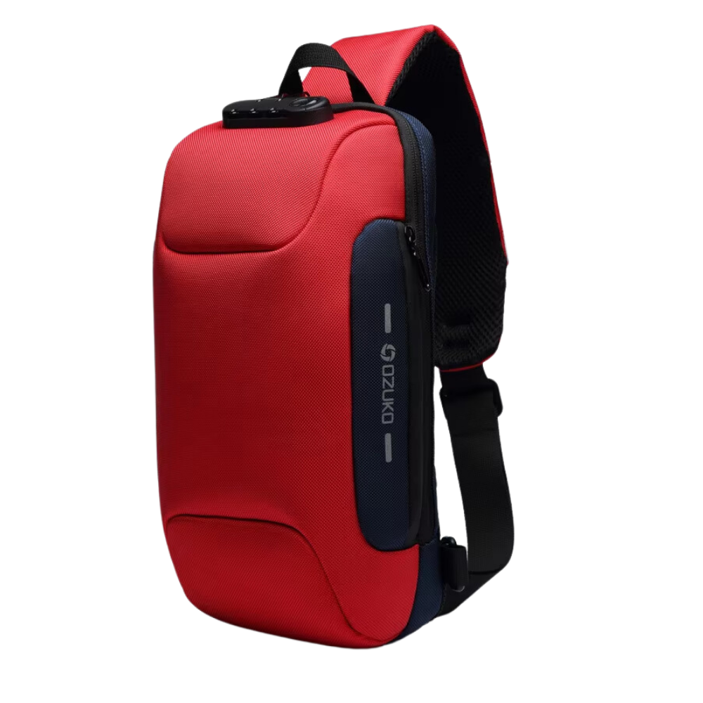 Bolsa tiracolo antivól com zíper na cor preta, feita por Shapeueng, ideal para segurança e praticidade em viagens.