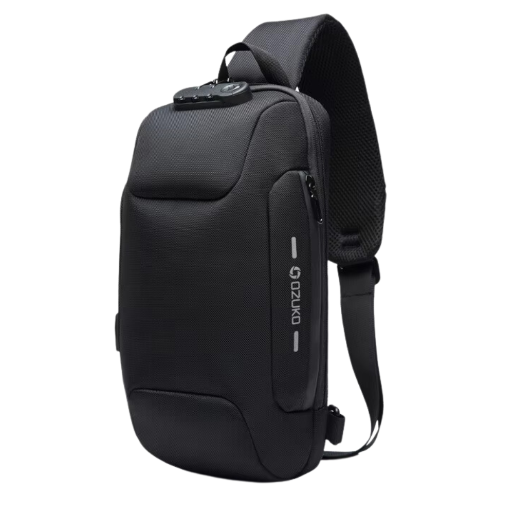 Bolsa de ombro antivólio da Shapeueng, preta, feita em material resistente, ideal para viagens e uso diário.