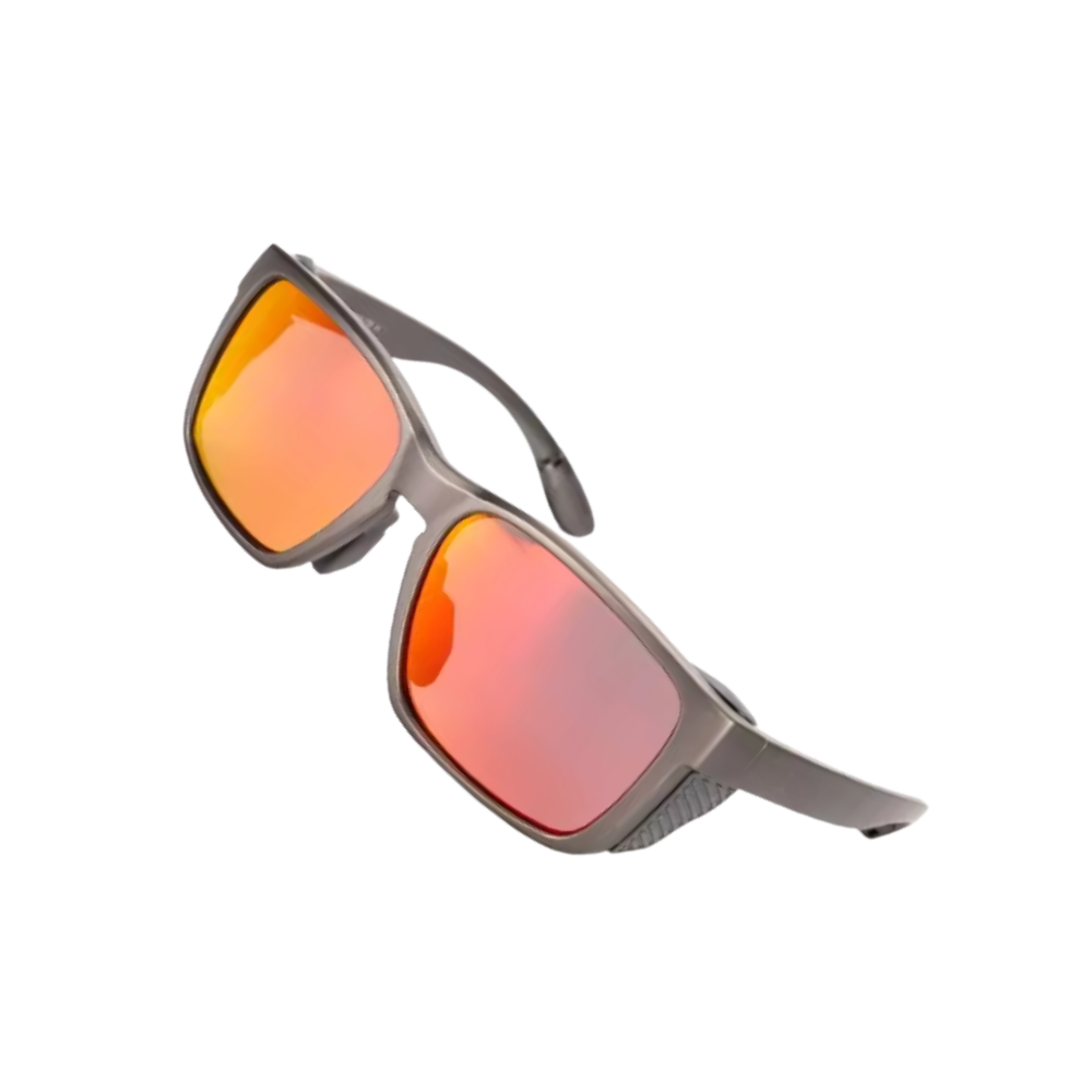 Óculos de sol polares Fitags para pesca, armação vermelha e lentes espelhadas, ideal para proteção contra reflexos na água