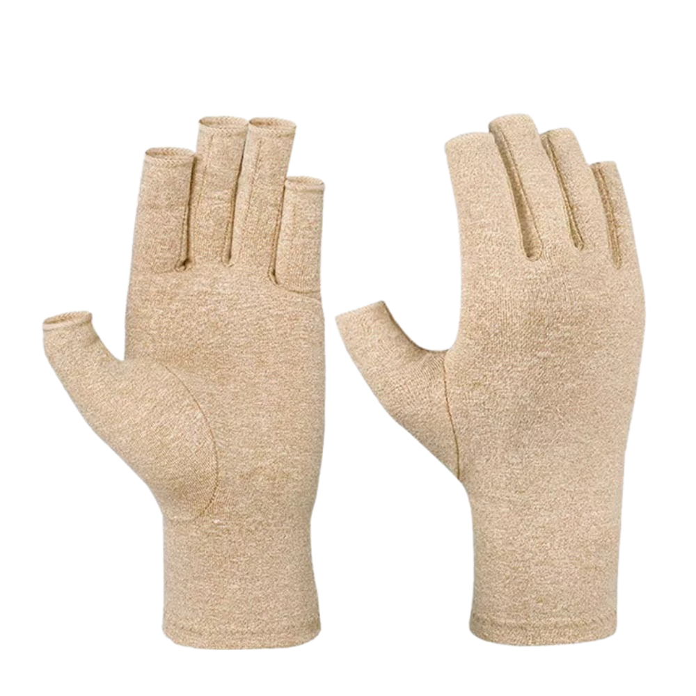 Luvas de compressão antidouleur articular da Sharpezone em cinza, projetadas para suporte e alívio das dores nas articulações.