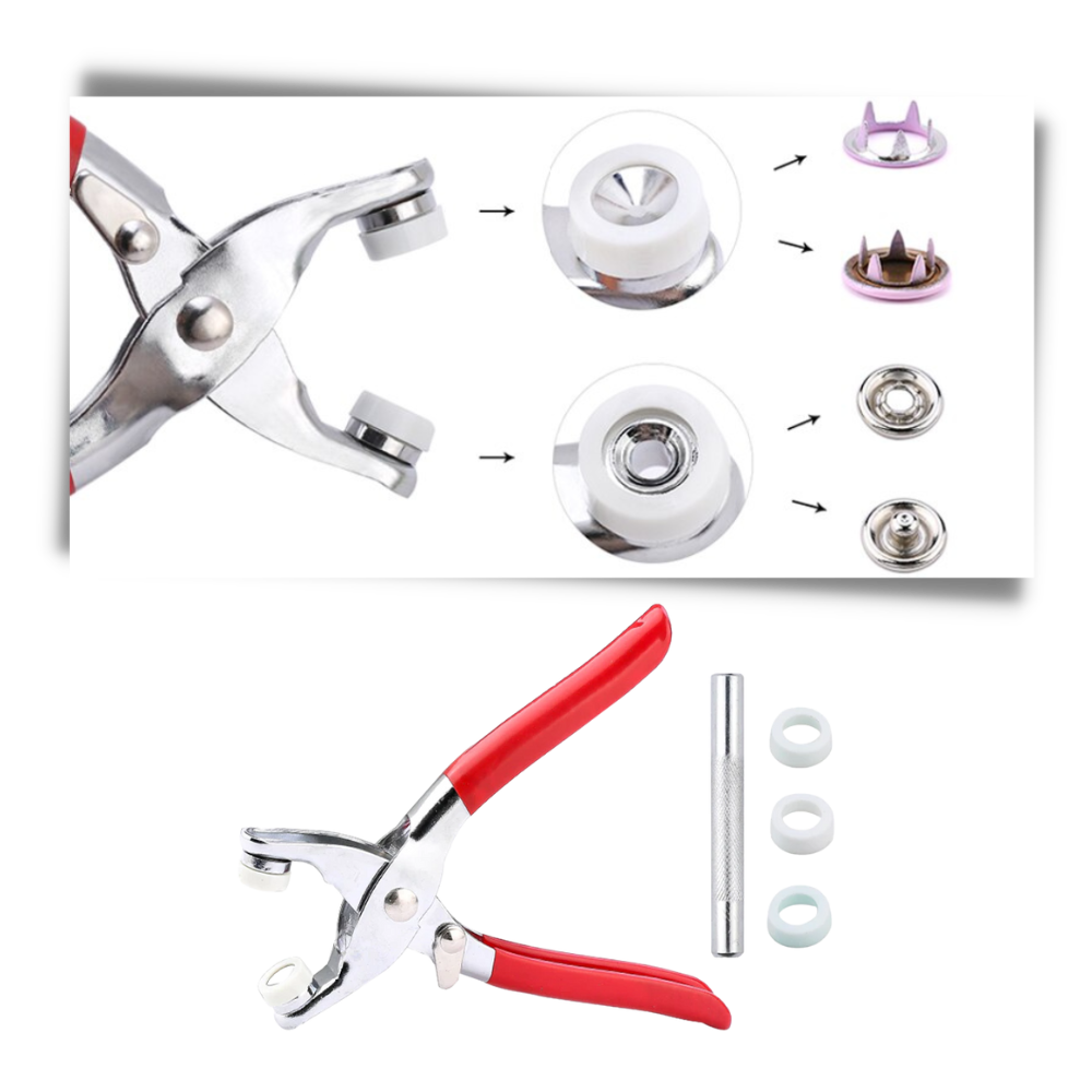 Pack de boutons de pression com pinça para artesanato, produto de lazer criativo da marca Sharplace, mostrado na imagem.
