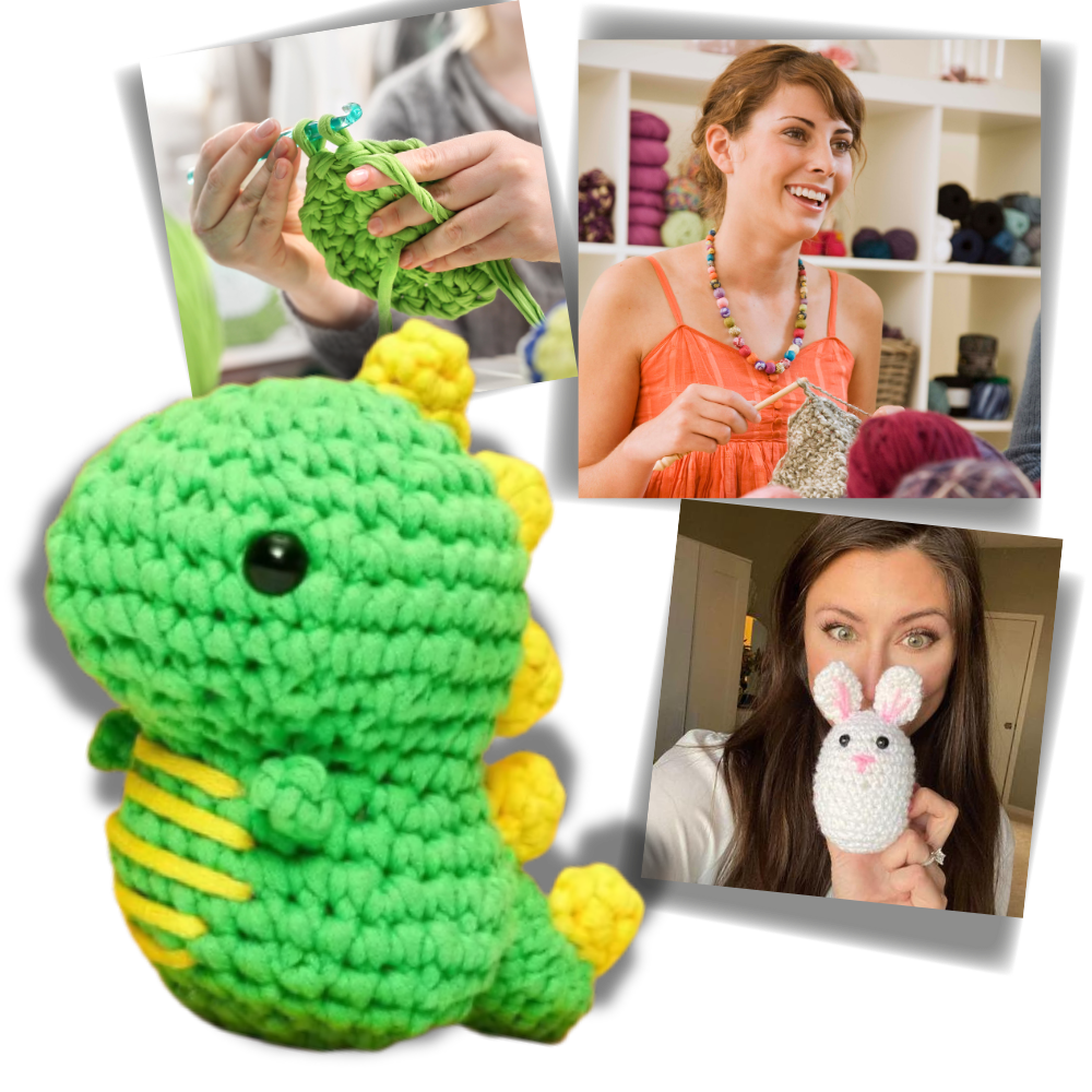 Kit de crochê criativo da Sharplace com animais, perfeito para iniciantes, incluindo materiais e instruções para fazer pinguins.