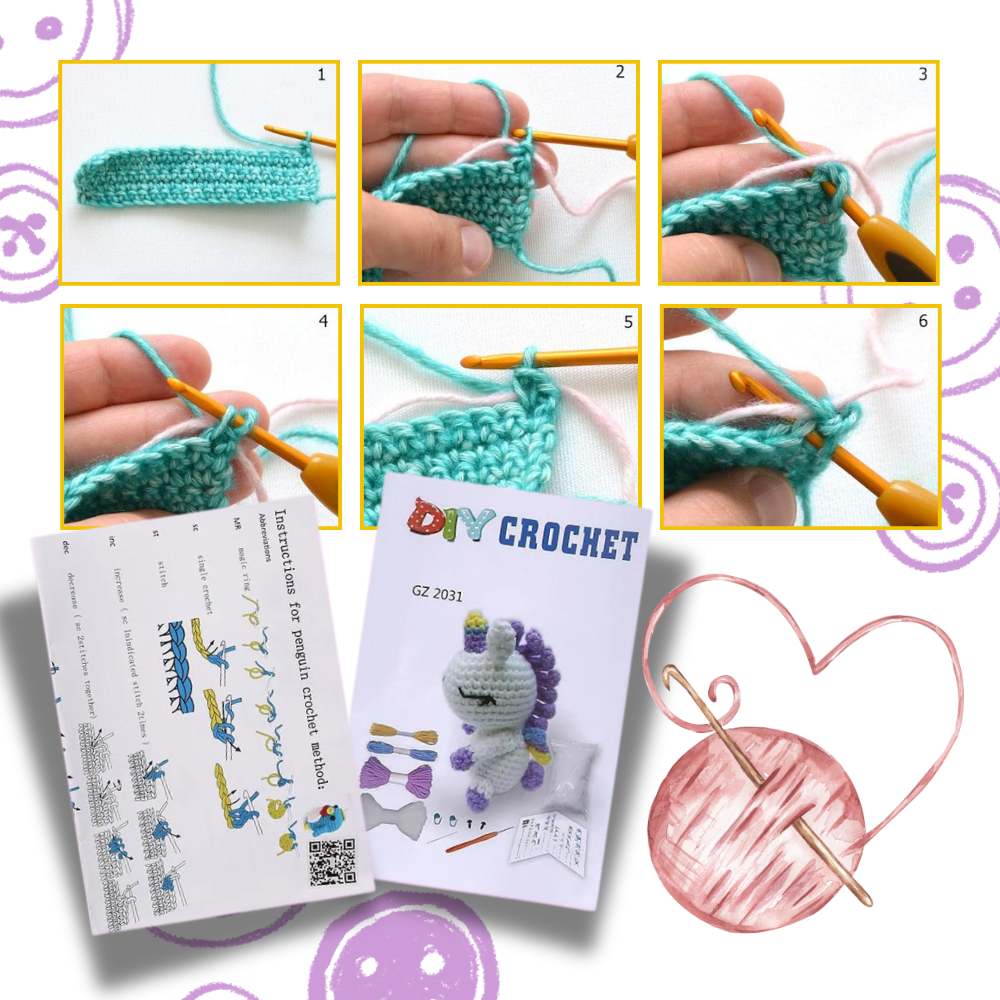 Kit de crochê criativo da Sharplace com moldes de pinguim para iniciantes, incluindo fios e agulhas para artesanato de animais.