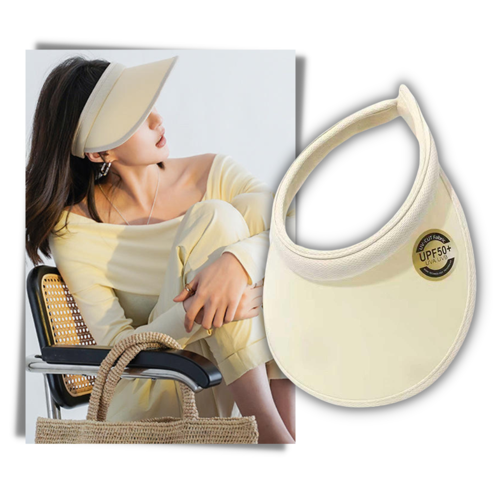 Chapéu esportivo branco com viseira da marca Shenghuasg, chapéu de tecido leve e confortável para atividades físicas.