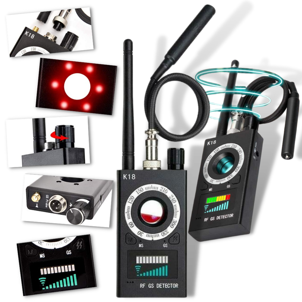 Detetor de radiofrequências da marca Sherry, traceur GPS compacto para localização e monitoramento de dispositivos.