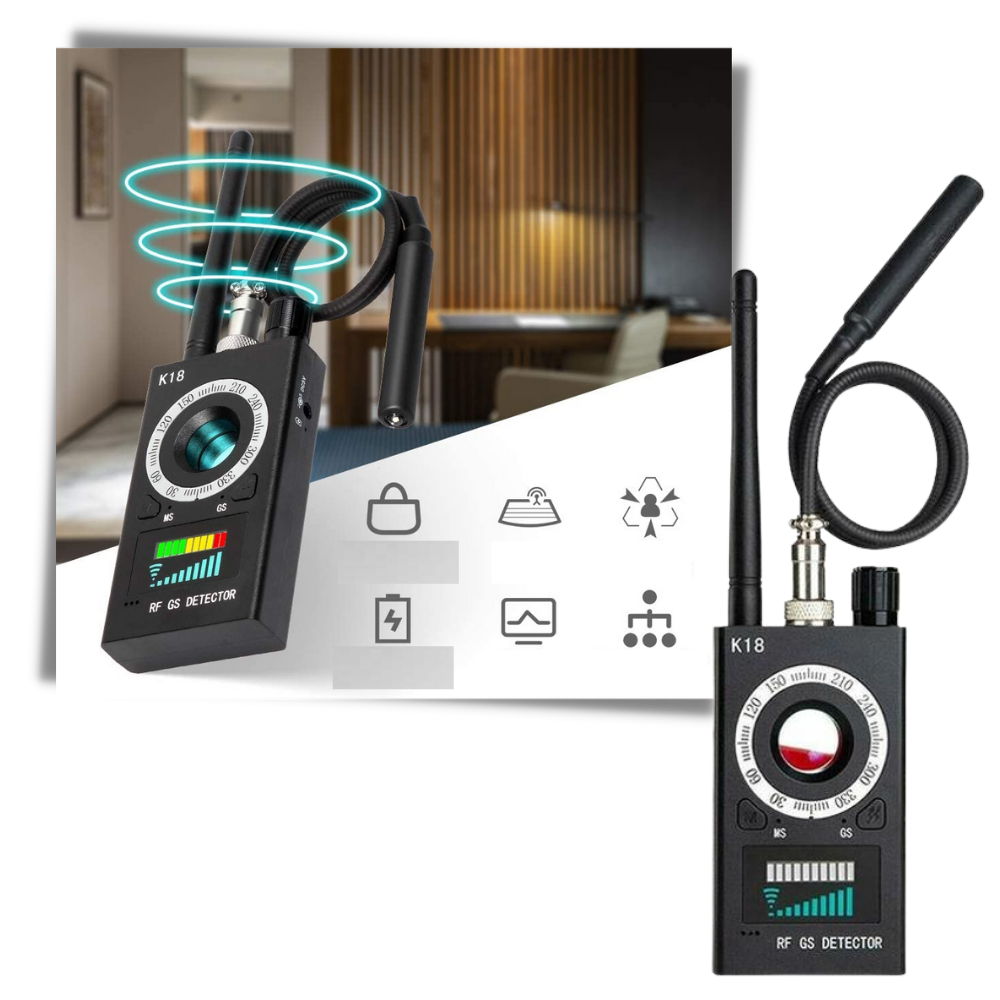 Traceur GPS Sherry com detector de radiofrequências, dispositivo compacto para rastreamento e localização por rádiofrequência.