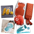 Conjunto de cosméticos Shineking Splish Splash com frascos amarelos para banho e cuidados pessoais.