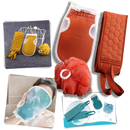Conjunto de cosméticos Shineking Splish Splash com frascos amarelos para banho e cuidados pessoais.