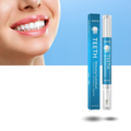 Solução de cuidados bucais Shiusina com fórmula suave de branqueamento dental, em embalagem branca com detalhes azuis.