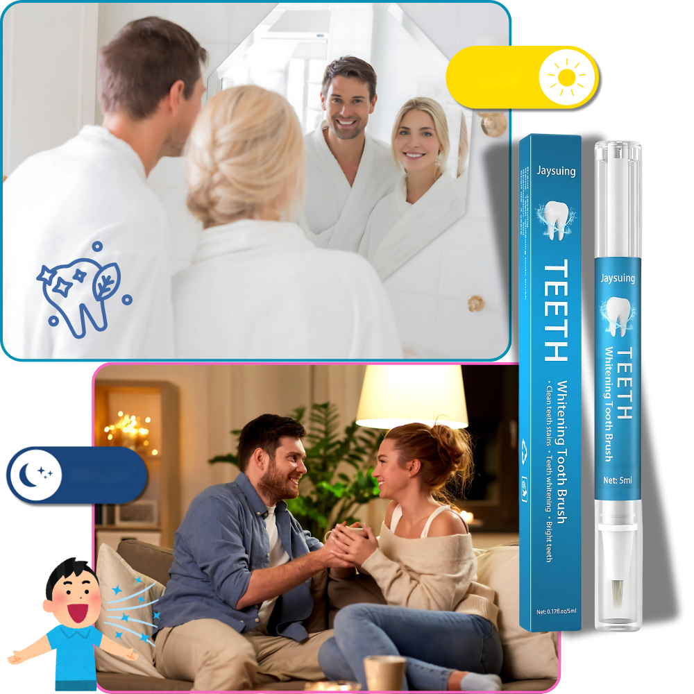 Solução de cuidados bucais Shiusina com fórmula suave de branqueamento dental, mostrada em frasco com embalagem branca e azul.