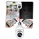 Ampola inteligente com câmera de vigilância Shiziwei, câmera de segurança sem cartão, design moderno e funcional.