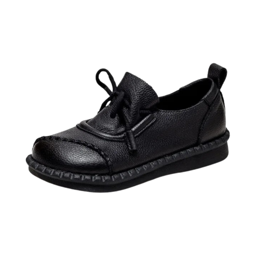 Mocassins plataforma com absorção de impacto da marca Jisuan, sapatos femininos pretos com sola antiderrapante e confortável.