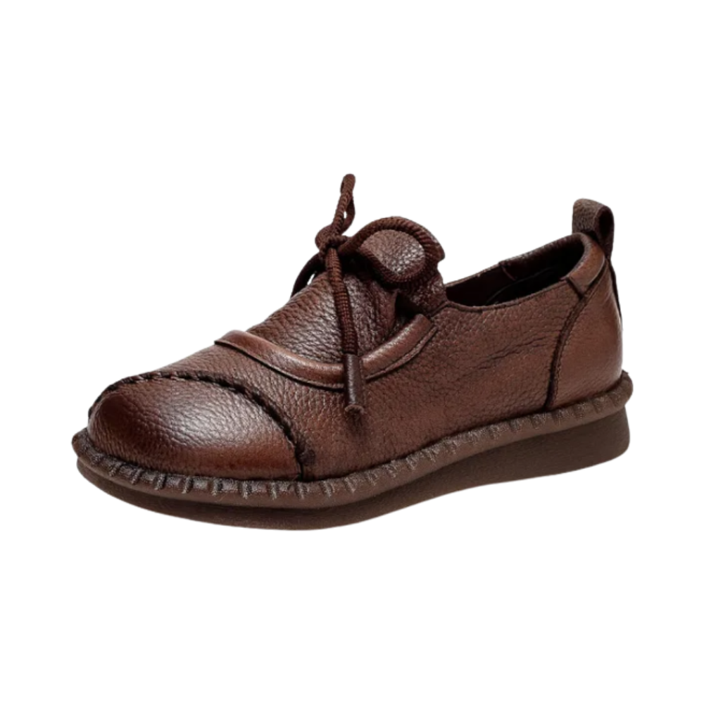 Mocassins plataforma Jisuan com sola absorvente de choque, calçado confortável de cor marrom para uso casual.