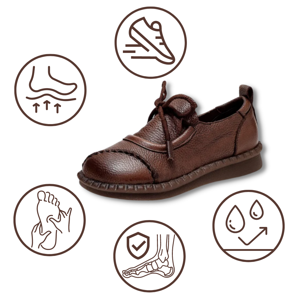 Mocassins plataforma absorventes de impacto da marca Jisuan, sapatos confortáveis e com sola robusta para maior suporte.