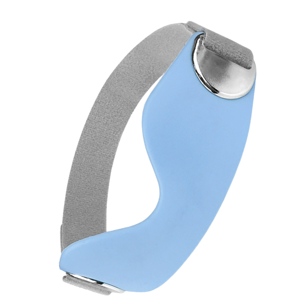 Joelheira amortecedora Kyncilor de suporte com faixa flexível azul, ideal para proteção e estabilidade do joelho