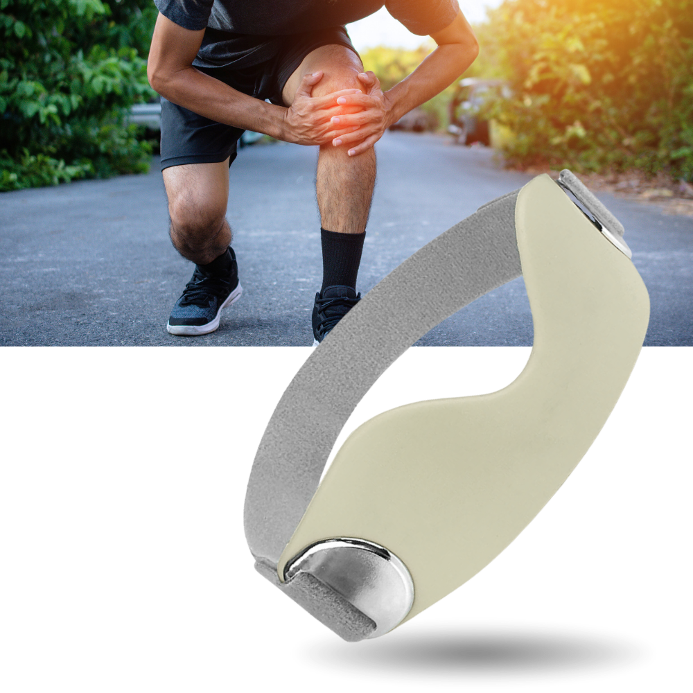 Joelheira Kyncilor de amortecimento com faixa de flexão, ideal para suporte e absorção de impacto no joelho.