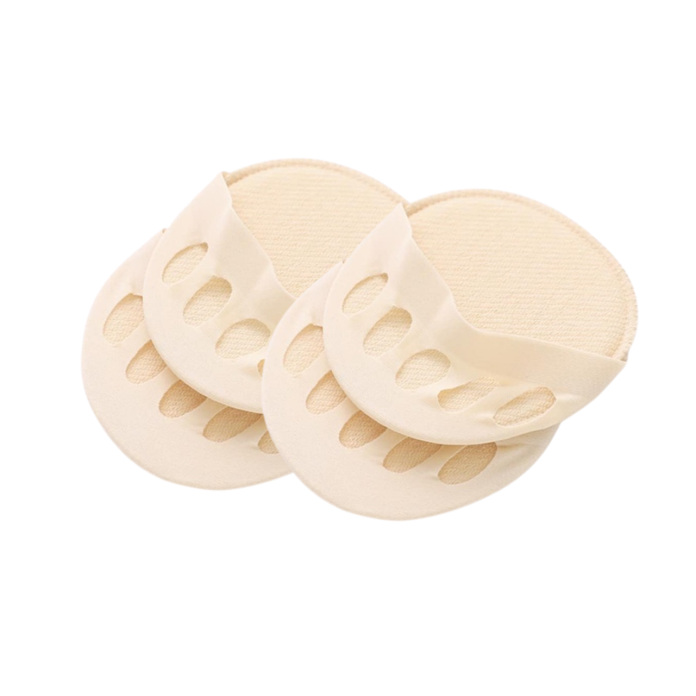 Coussinets para pés absorventes de impacto, conforto para o cuidado dos pés, em tom bege, ideal para alívio de pressão.
