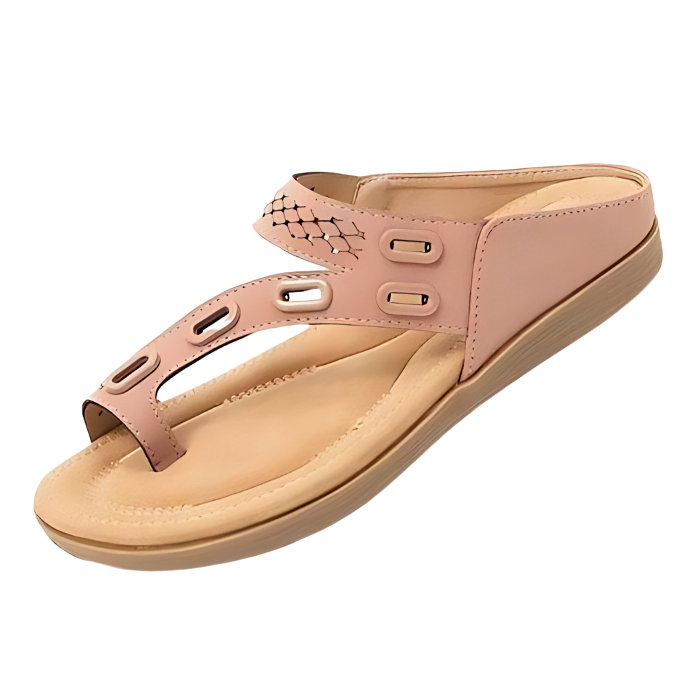 Sandálias ortopédicas angmile com absorção de choque, sapatos femininos confortáveis e com solado antiderrapante em tom rosa.