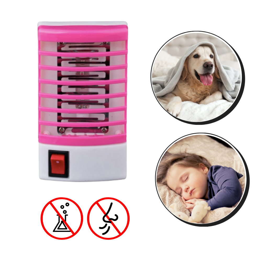 Lâmpada de noite anti-mosquitos Sicotas para desinsetização, com luz rosa e plugue, ideal para repelir insetos.