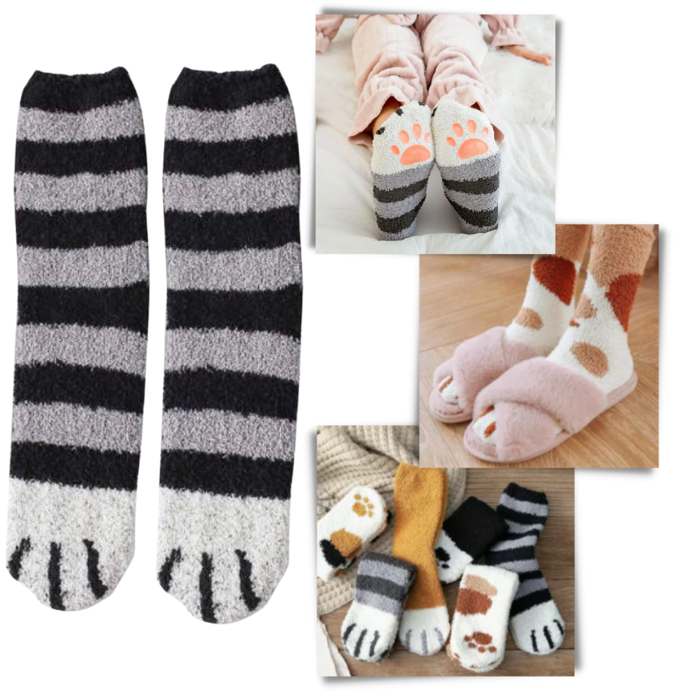 Chaussettes de hiver en pattes de chat Sihua rayées, sous-vêtements et chaussettes confortables pour froid.