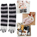 Chaussettes de hiver en pattes de chat Sihua rayées, sous-vêtements et chaussettes confortables pour froid.